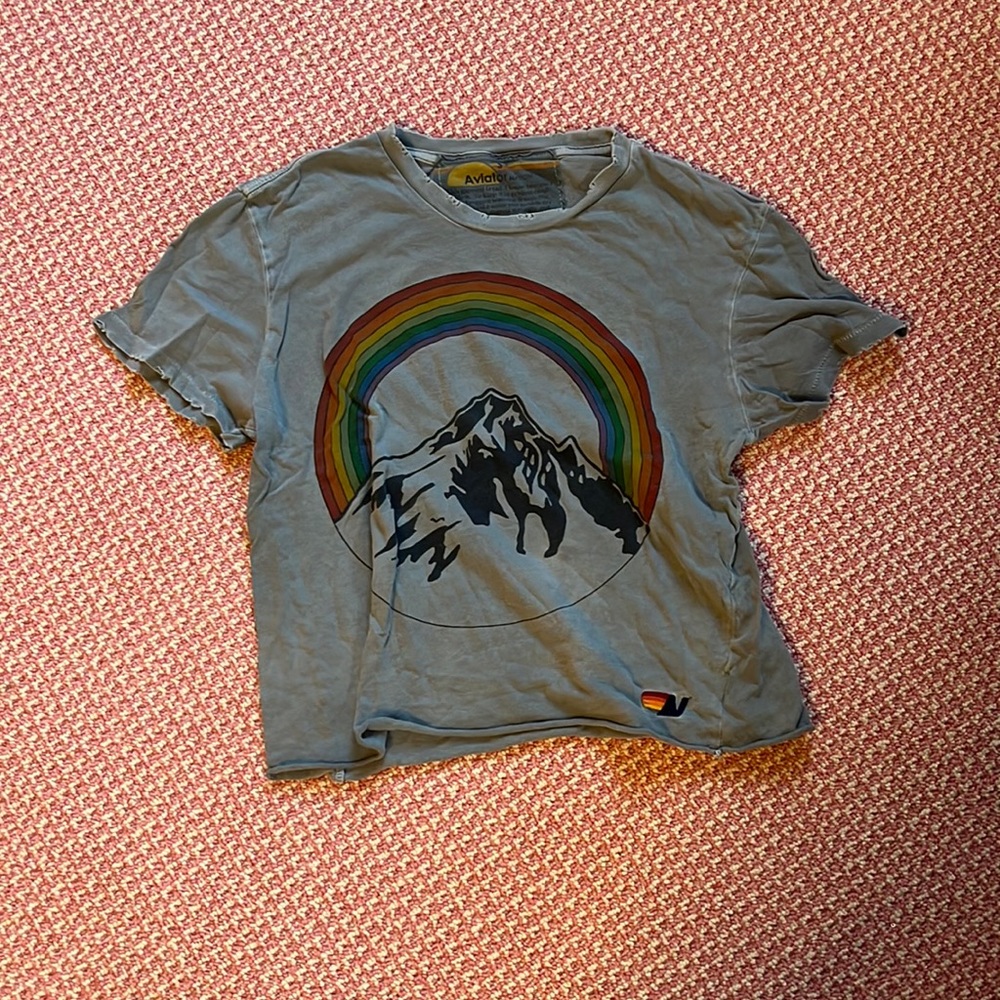AVIATOR NATION grey chasing rainbows tee